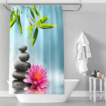 Indyjski spa Zen Budda woda joga prysznicem kurtyna poliester wodoodporny masaż kamień Orchidea łazienka z prysznicem kurtyna 1.8x1.8 cm