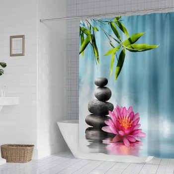 Indyjski spa Zen Budda woda joga prysznicem kurtyna poliester wodoodporny masaż kamień Orchidea łazienka z prysznicem kurtyna 1.8x1.8 cm