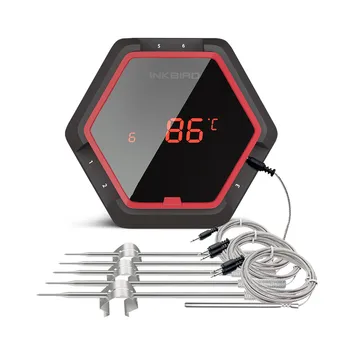 Inkbird IBT-6XS bezprzewodowy grill termometr cyfrowy gotowania mięso jedzenie mikrofalowa grill termometr 6 sond i zegar ładowania USB