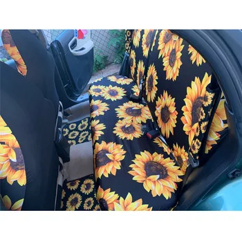 INSTANTARTS Poppy Floral Skull Day of the Dead Printed Heavy-Duty Car Interior Seat Covers Fashion Front/Back Seat Protector