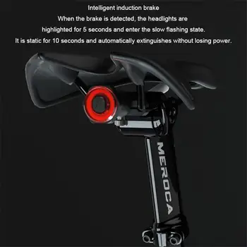 Inteligentny indukcyjny hamowania lampa tylna rower górski światło USB ładowanie rower nocna jazda na rowerze lampa rowerowa LED