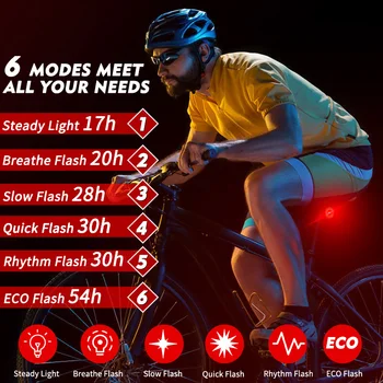 Inteligentny latarka rowerowa MTB Road Bike lampa tylna zespolona Auto Start/Stop Brake Sensing IPX6 wodoodporny led ładowania rowerowa tylna zespolona