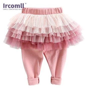 Ircomll 9M-6Y 2018 Girls Leggings gradientu kolorów przędzy spódnica-paczka dziecięce spodnie Kid Baby elastyczne bawełniane legginsy dla dziewczynek spodnie