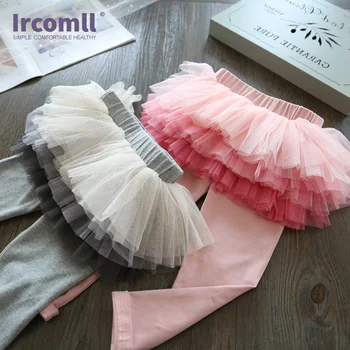 Ircomll 9M-6Y 2018 Girls Leggings gradientu kolorów przędzy spódnica-paczka dziecięce spodnie Kid Baby elastyczne bawełniane legginsy dla dziewczynek spodnie