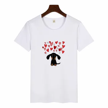Jamnik Mops Теркель fajna koszulka kobiety Harajuku ładny buldog francuski, owczarek niemiecki drukowanie t-shirt Damska casual t-shirt z okrągłym dekoltem