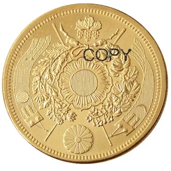 Japonia 20 jenów - Meiji 3,9,10,13 lat kopia monety pozłacane 35.06 mm