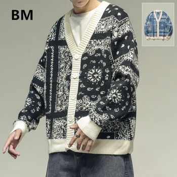 Japoński Etniczny Modny Sweter 2020 Meble Ubrania Harajuku Casual Sweter Odzież Męska Płaszcz Zimowy Retro Wolna Para Top Męski