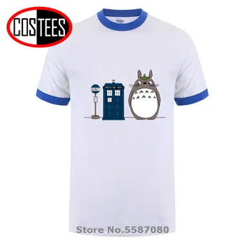 Japońskie anime My Neighbor Totoro T shirt man Allons-y Totoro Doctor Who cartoon Dr. Who tshirt Police Box Mens t-shirt Camisetas