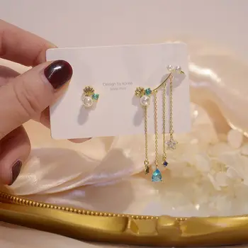 Japońskie i koreańskie delikatne biżuteria 14K prawdziwe złoto AAA Cyrkon Waterdrop kolczyki pręta dla kobiet luksusowe gwiazdy kutas kolczyki