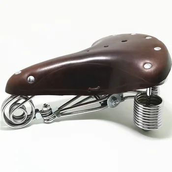 Jazda na rowerze siodełko rocznika oversize ogromny stalowy łuk podwójny sprężynowy skóra naturalna skóra retro rower poduszka skóra okrągły siodło
