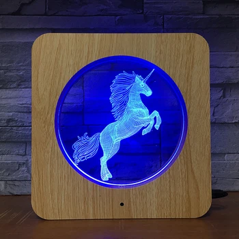Jednorożec koń kolory LED 3D z tworzywa sztucznego ABS lampka nocna DIY indywidualne lampy lampa dzieci kolory prezent wystrój domu DropShipping 1958