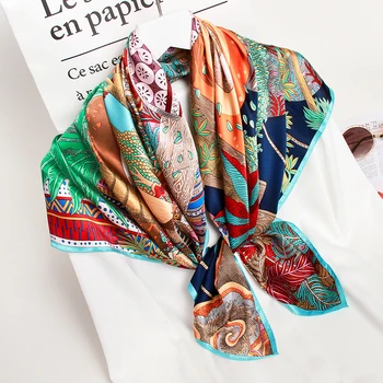 Jedwab kwadratowe chusty dla kobiet 2021 drukowana owinąć Hangzhou Jedwabna chustka Foulard Femme szal 14 mm prawdziwy jedwabny szalik 88*88 cm