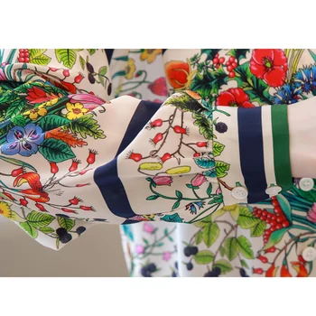 Jedwabna koszula damska 2020 nowy jesienny rękaw luźna koszula moda vintage print bluzka koszulka top codzienne eleganckie bluzki damskie blusas