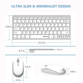 Jelly Silver Comb Wireless Keyboard Mouse 2.4 GHz Ultra Slim Compact Portable Wireless Keyboard and Mouse Combo Set for Laptop