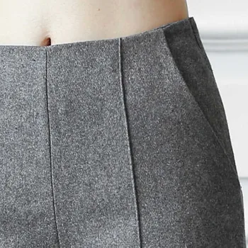 Jesienno-Zimowa Moda Damska Krótki Projekt Wełna Rocznika Mieszanki Miękki Sympatyczny Elegancki Temat Spodnie Spodnie Kieszenie