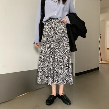 Jesień 2021 nowy styl spódnica leopard print spódnica Wysoka Talia odchudzanie temperament A - line ciasto spódnica średniej długości spódnica