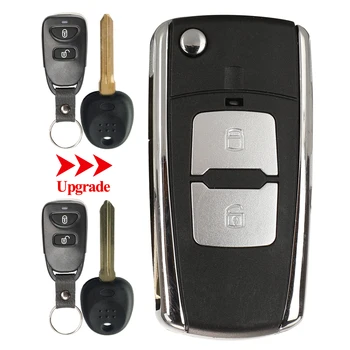 Jingyuqin Modified Car Remote Key Case Shell For Hyundai Elantra, Santa FE Atos Trajet Alarm Flip Folding No Battery Holder