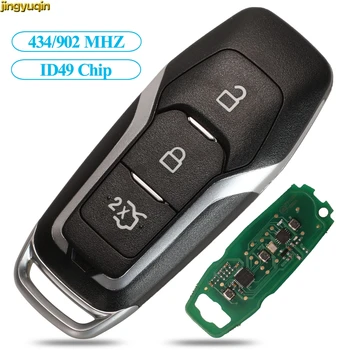 Jingyuqin Remote Smart Car Key Control 434/902 Mhz ID49 do Ford Mondeo 2.0 T Kuga Mustang-Edge Keyless-Go Styling 3 / 5BTN