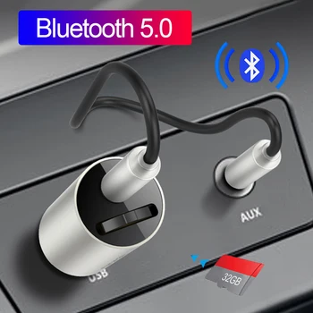 JINSERTA AUX Plug and Play Bluetooth 5.0 Receiver U Disk Adapter Car Mp3 Player Support TF Car Lossless Music Play