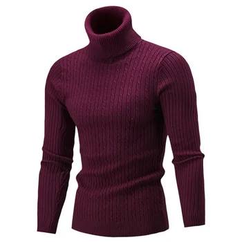 JODIMITTY jesień ciepły golf sweter męska moda dzianiny stałe Męskie swetry 2020 dorywczo męska podwójny kołnierzyk slim Pullover2