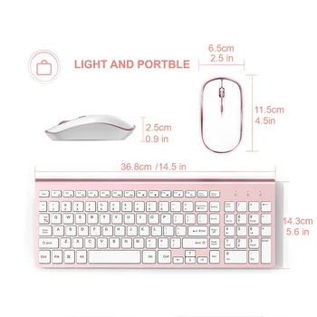 JOYACCESS cienka klawiatura komputerowa mysz zestaw cichych klawiszy klawiatura bezprzewodowa mysz Combo Wireless Mause ergonomiczne myszy dla biura