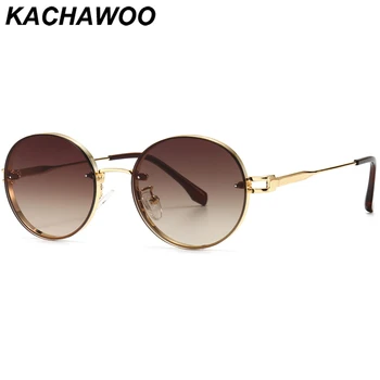 Kachawoo brązowe owalne okulary retro stop męskie okrągłe okulary metalowa oprawa kobiece ozdoby wiosenne prezenty drop shipping