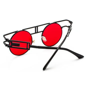 Kachawoo round gothic steampunk okulary mężczyźni rocznika czarne czerwone retro metalowa oprawa steam punk okulary damskie akcesoria