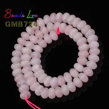 Kamień naturalny różowy kwarc 4 6 8 mm różowy kryształ Rondelle Spacer luźne koraliki do wyrobu biżuterii handmade Urok Diy bransoletka 15