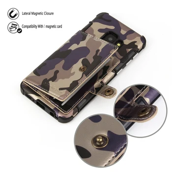 Kamuflaż wojskowy kamuflaż etui do telefonu Samsung S8 S9 Plus etui portfel multi posiadacz karty faux skórzana Pokrywa do Galaxy Note 8 9 Coque
