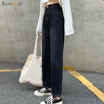 KANCOOLD spodnie damskie moda casual temat gładkie spodnie jeans proste długie kieszenie Wysoka Talia nowe spodnie kobiety 2019Oct31