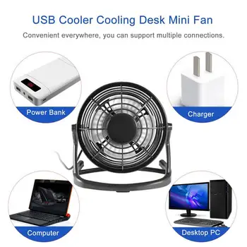 Kebidu Portable DC 5V Small Desk USB 4 Blades Cooler Cooling Fan for PC Laptop Mini USB Fans Operation Super Mute Silent Newest