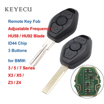 Keyecu EWS Remote Key Fob 3 przyciski ID44 chip do BMW 3 5 7 E38 E39 E46,regulowana częstotliwość 315/433 Mhz, HU58 / HU92 ostrze