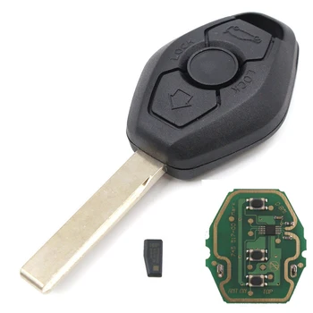 Keyecu EWS Remote Key Fob 3 przyciski ID44 chip do BMW 3 5 7 E38 E39 E46,regulowana częstotliwość 315/433 Mhz, HU58 / HU92 ostrze