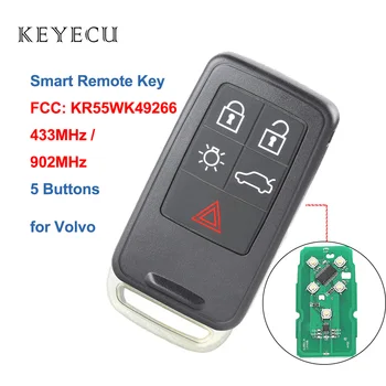 Keyecu KR55WK49266 5 przycisków Smart Remote Key Fob 433MHz / 902MHz dla Volvo XC60 S60 S60L V40 V60 S80 XC70 2016 2017