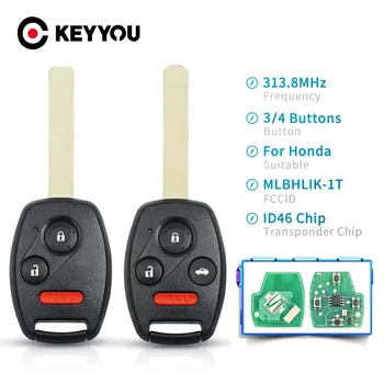 KEYYOU Remote Car Key Control dla Honda Accord CR-V HR-V Fit City Jazz Odyssey Civic Shuttle MLBHLK-1T 313,8 Mhz chip ID46