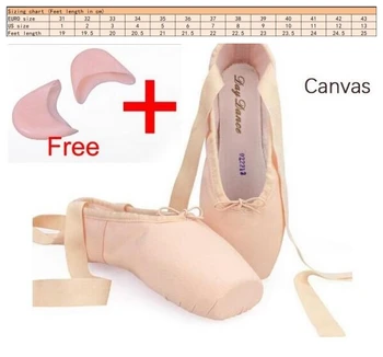 Kids Adult Pointe Shoes Ballet Dance Woman Ladies Canvas Professional Satin Ballet Pointe Shoes With Ribbons And Gel Toe pads
