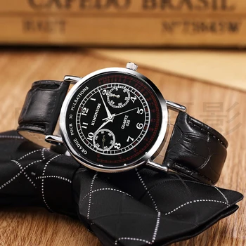 Kingnuos 2020 Top Brand proste kwarcowy zegarek męskie zegarki męskie zegarki Skórzany pasek dorywczo biznesowych Reloj Hombre zegarki męskie