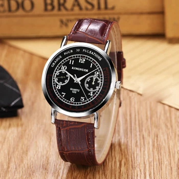 Kingnuos 2020 Top Brand proste kwarcowy zegarek męskie zegarki męskie zegarki Skórzany pasek dorywczo biznesowych Reloj Hombre zegarki męskie