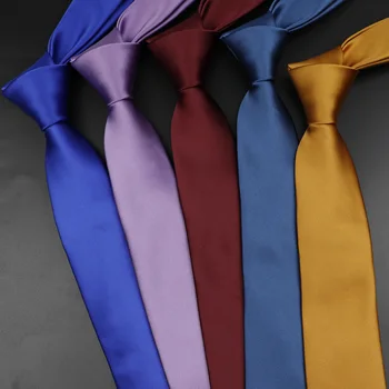 Klasyczne jednokolorowe krawaty dla mężczyzn 6 cm codzienny chudy poliester krawat krawat czerwony czarny niebieski kolor candy casual shirt akcesoria