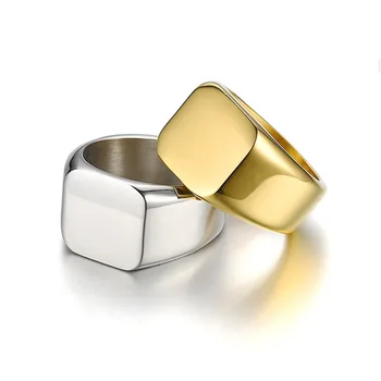 Klasyczne męskie sygnety, pierścienie grube Tytan stal nierdzewna DIY dostosować wygrawerować zdjęcie męskie biżuteria chłopiec braterskie pierścień prezent