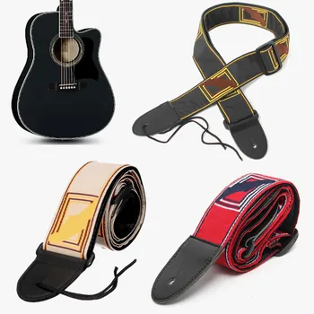Klasyczny haft akustyczna gitara elektryczna pasek regulowany nylonowy pasek skóra pu końce hurtownia Bezpłatna wysyłka