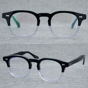 Klip-na wzór optyczne, okulary oprawki octanowe okulary Oliver Johnny Depp okulary do czytania kobiety i mężczyźni Żółw punkty oprawa