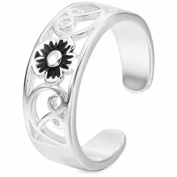 Kobiece 925 skarpety pierścienie z otwartymi pierścieniami ogon pierścień kwiat regulowany projekt biżuterii pierścionek zaręczynowy