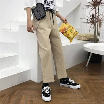 Kobiet luźne spodnie 2020 wiosna lato moda damska stałe Vintage proste spodnie casual spodnie duży rozmiar S-4XL Oversize