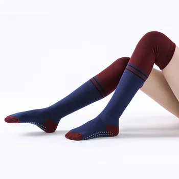 Kobiety bawełniane termalne pończochy zewnętrzna odzież grube długie skarpety do jogi jednolity kolor gęsta, aktywna podeszwa stopy antypoślizgowy obsady biodra