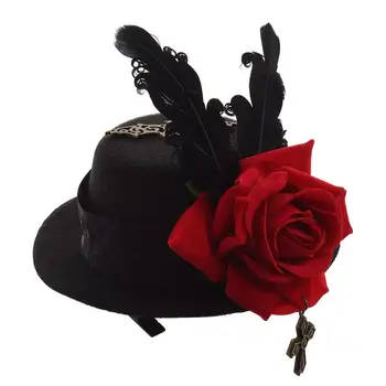 Kobiety czarny mini top kapelusz wsuwka do włosów ślub karnawał bal pióro kwiat kapelusz spinki do włosów DIY rzemiosła akcesoria do włosów