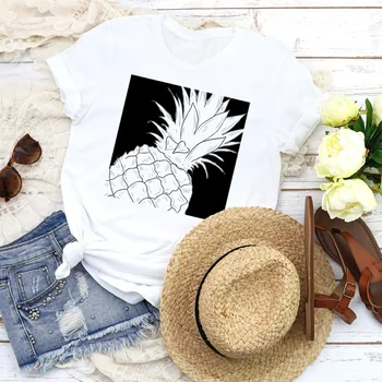 Kobiety graficzny cytryny owoce plaża drukowanych ładny modny kreskówki z lat 90-tych Lady ubrania Damskie koszulki druku topy t-shirt Damski t-shirt
