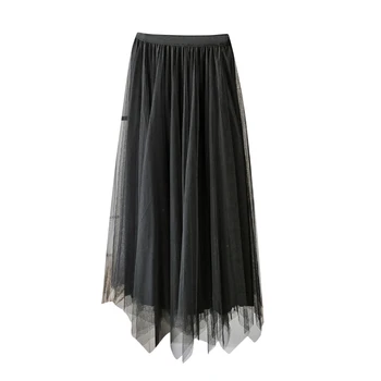 Kobiety Pleuche spódnica dwuwarstwowa moda Damska casual Maxi spódnica plisowana 2020 Jesień Zima netto spódnice dwustronne odzież