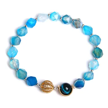 Kobiety szczęśliwe niebieskie aquamarina Agaty zielone Прениты kryształki бисерный bransoletka biżuteria energia Локай kamień bransoletki prezenty