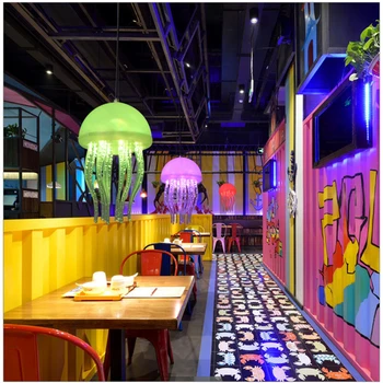 Kolorowe Meduzy Nasufitowe Automatyczne Przyciemnianie Twórcze Nocne Lampy Restauracja Bar Sztuka Dekoracji Lampy Wiszące Lampy